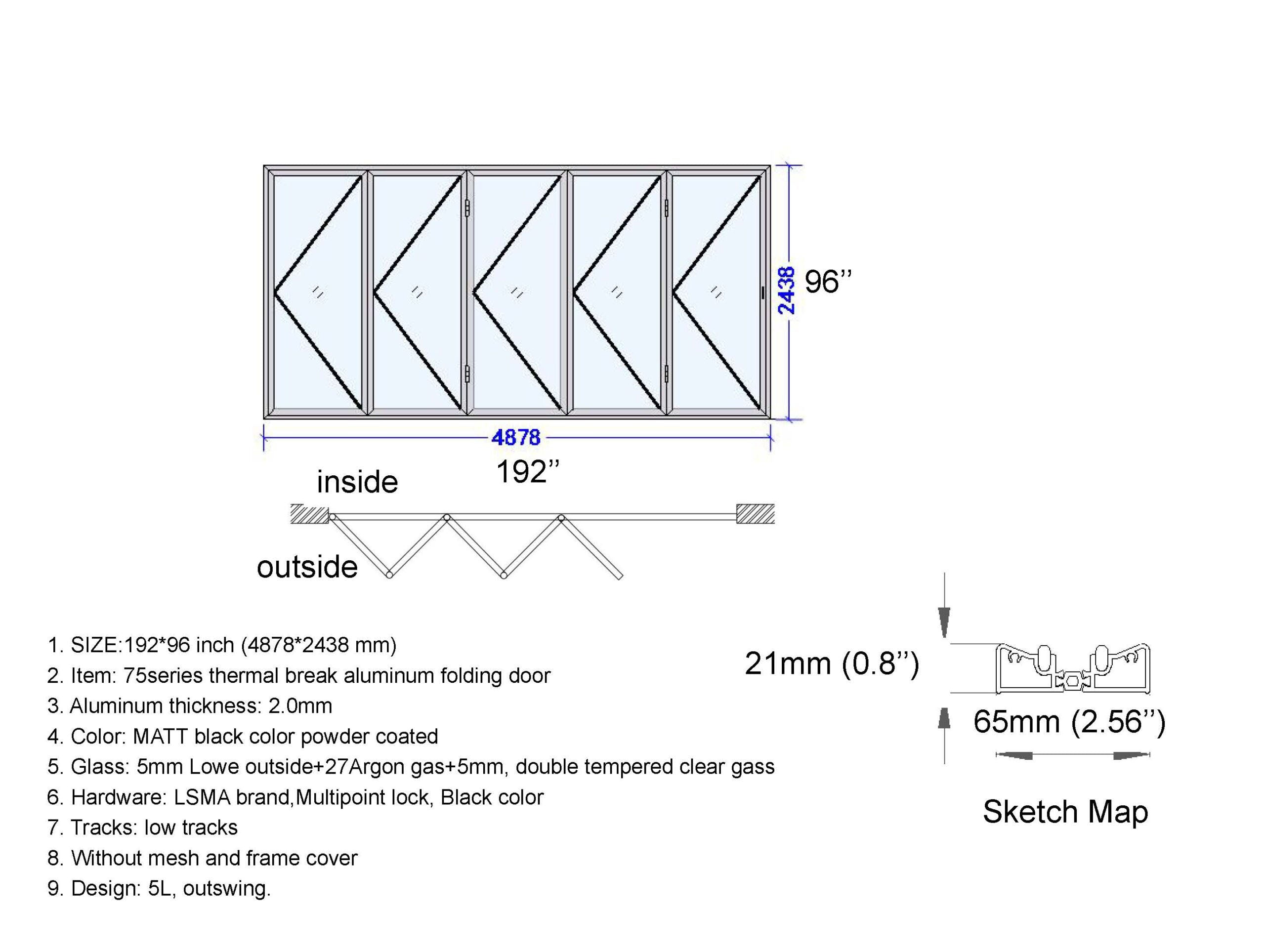 192"x96" Custom Aluminum Bifold Door - Direct WinDoors — Direct WinDoors
