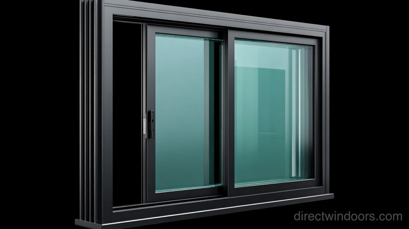 36x36 Custom Aluminum Sliding Window - 3/4 Angle View