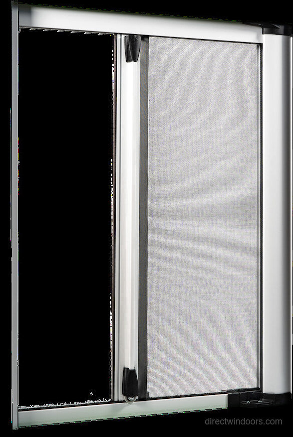 72x42 Custom Aluminum Retractable Screen Window - Silver Frame