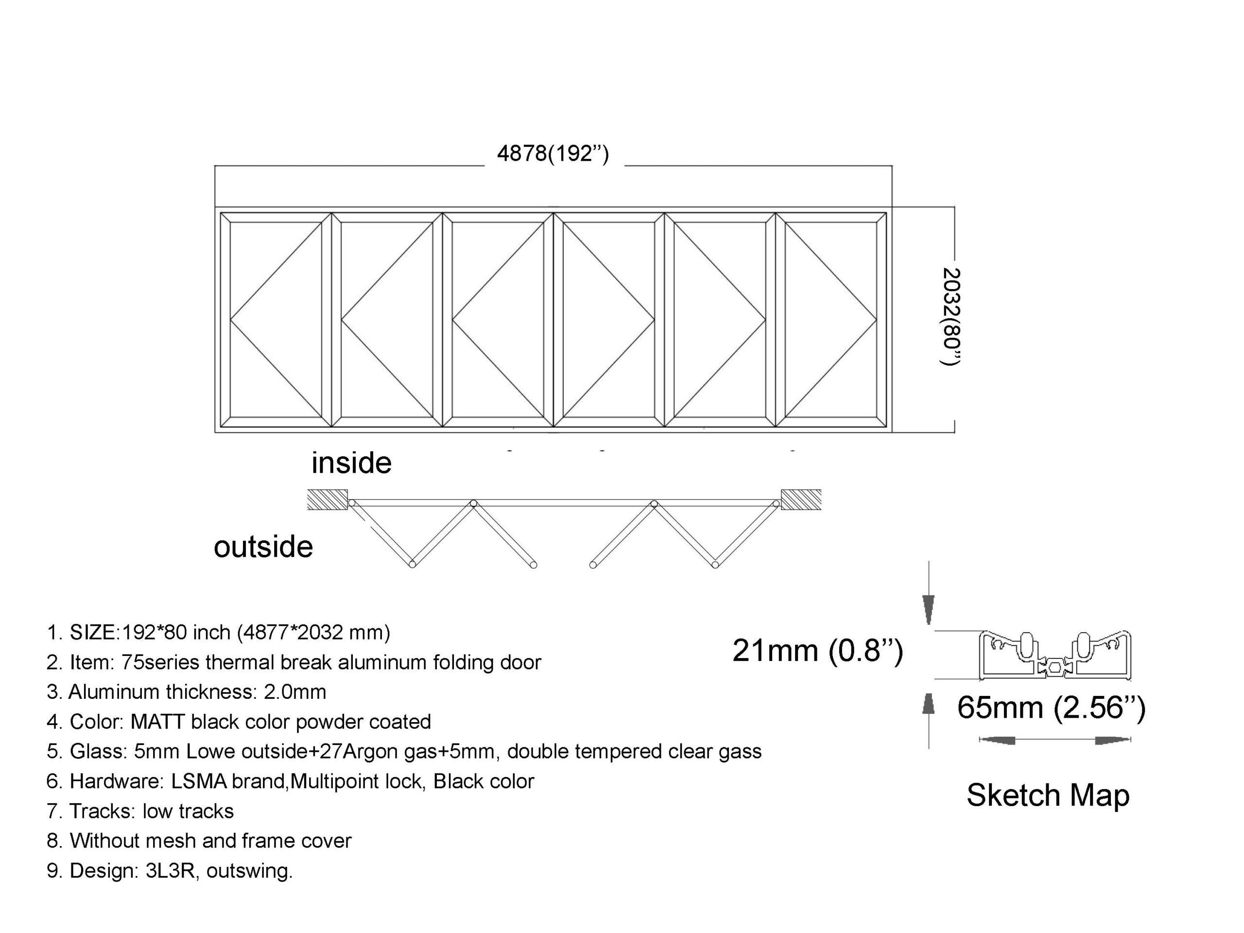 192"x80" Custom Aluminum Bifold Door - Direct WinDoors — Direct WinDoors