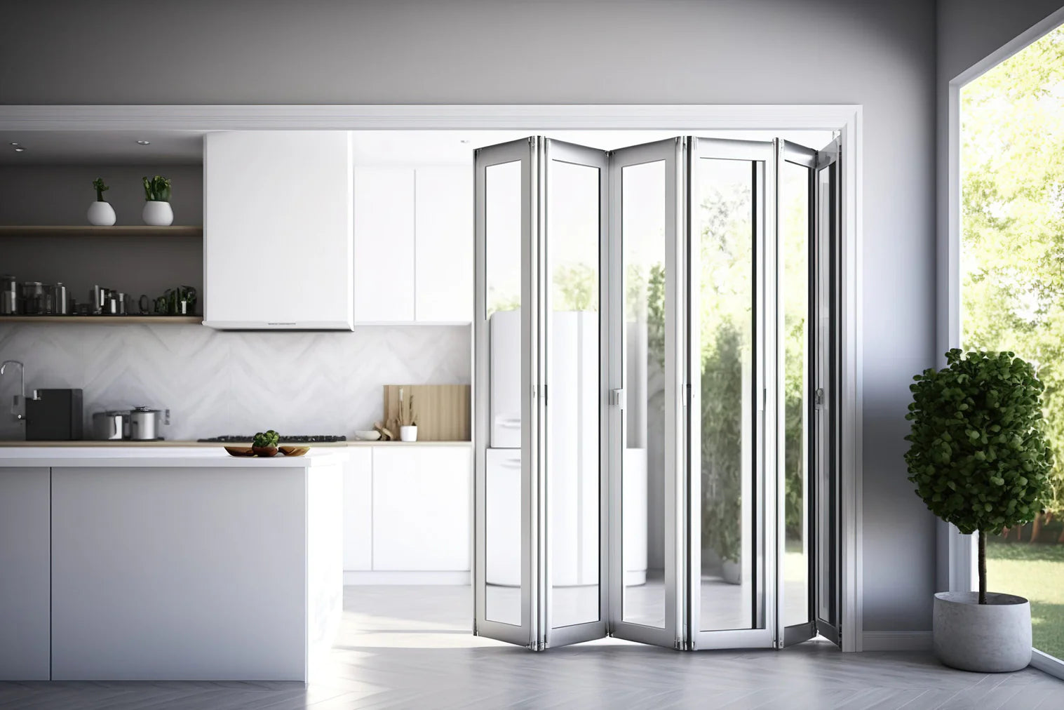 168" x96" Custom Energy Efficient Aluminum Bifold Door — Direct WinDoors