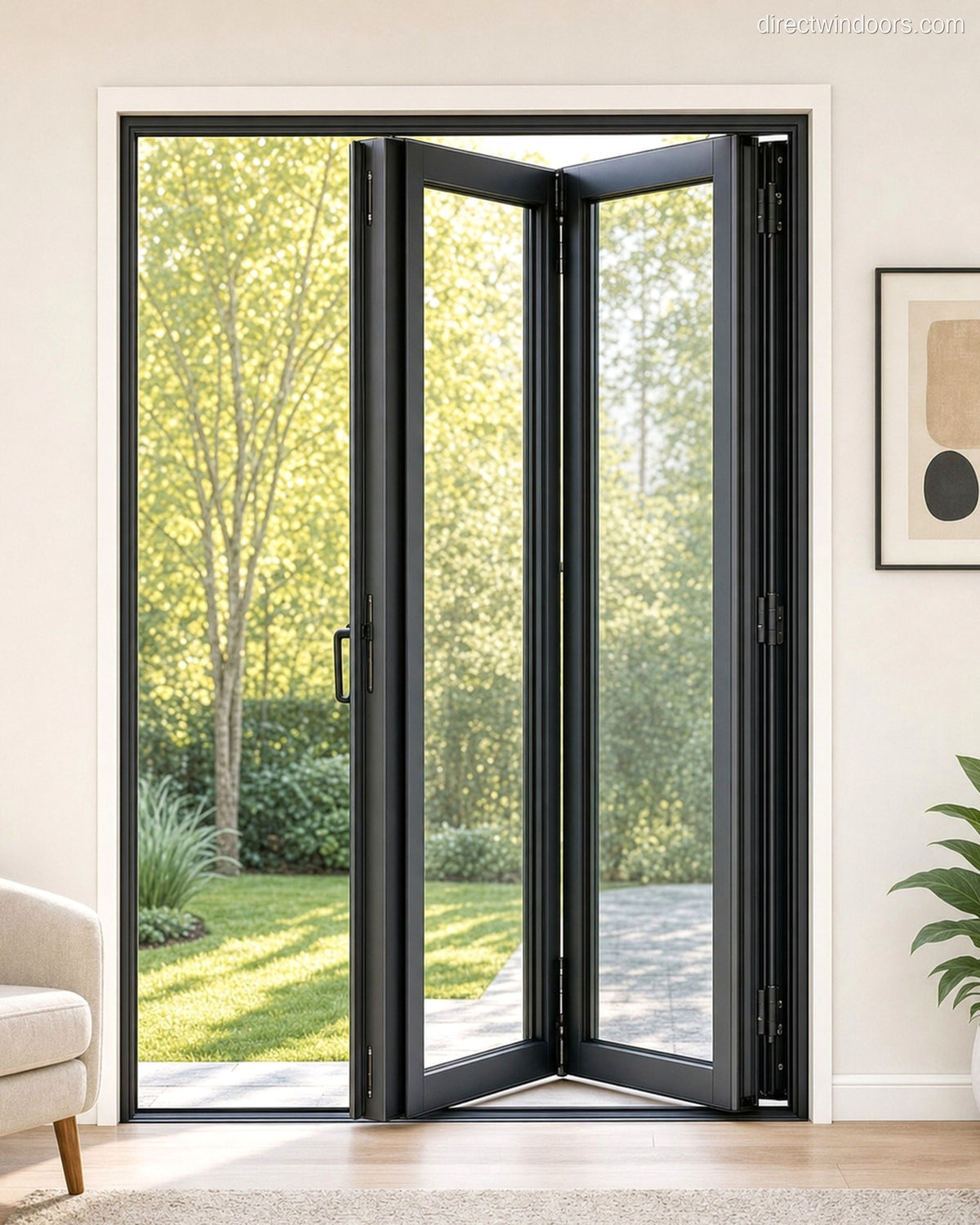 bifold door black left halfopen 60