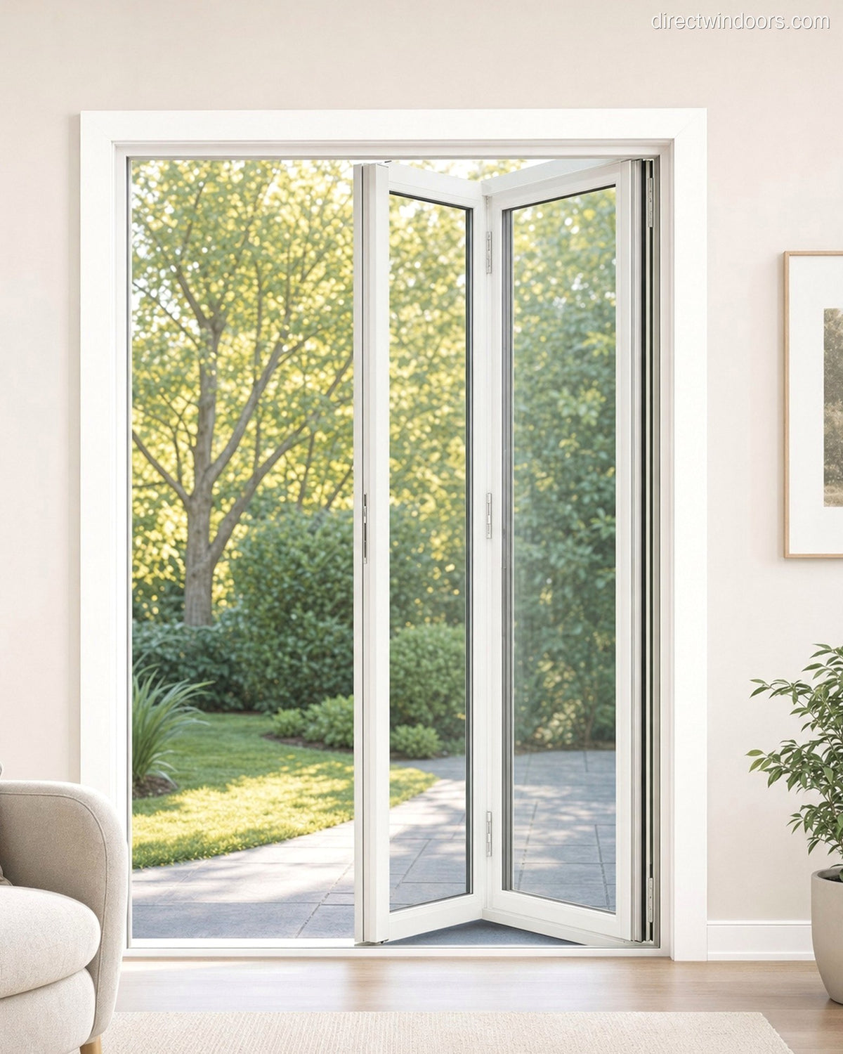 bifold door white left halfopen 60