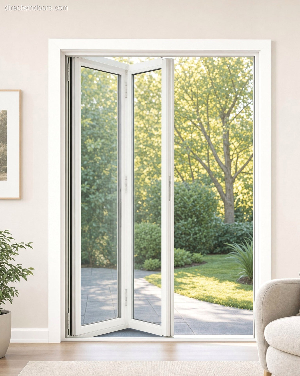 bifold door white right halfopen 60