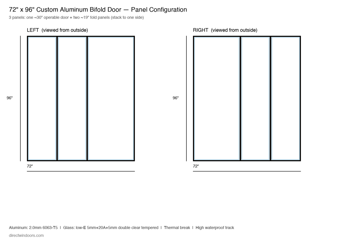 72x96 Bifold Door CAD Drawing