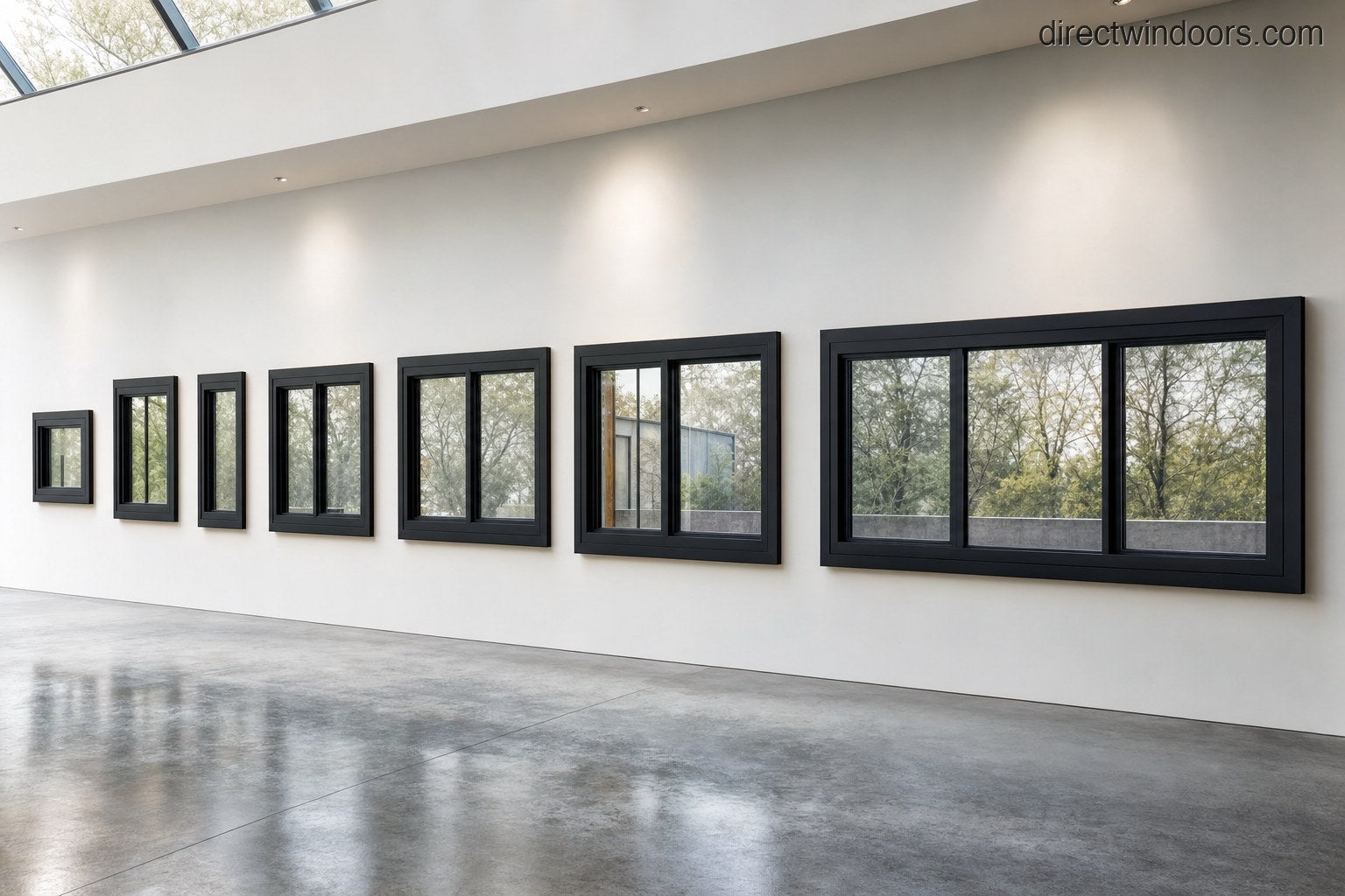 Aluminum window showroom display — Direct WinDoors product range