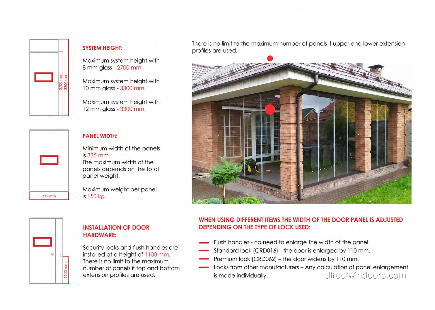 Frameless glass walls integrated into a red-brick home patio