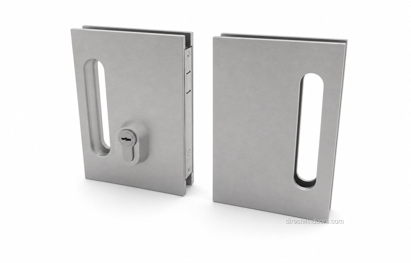 Frameless glass walls standard lock in satin matte stainless steel