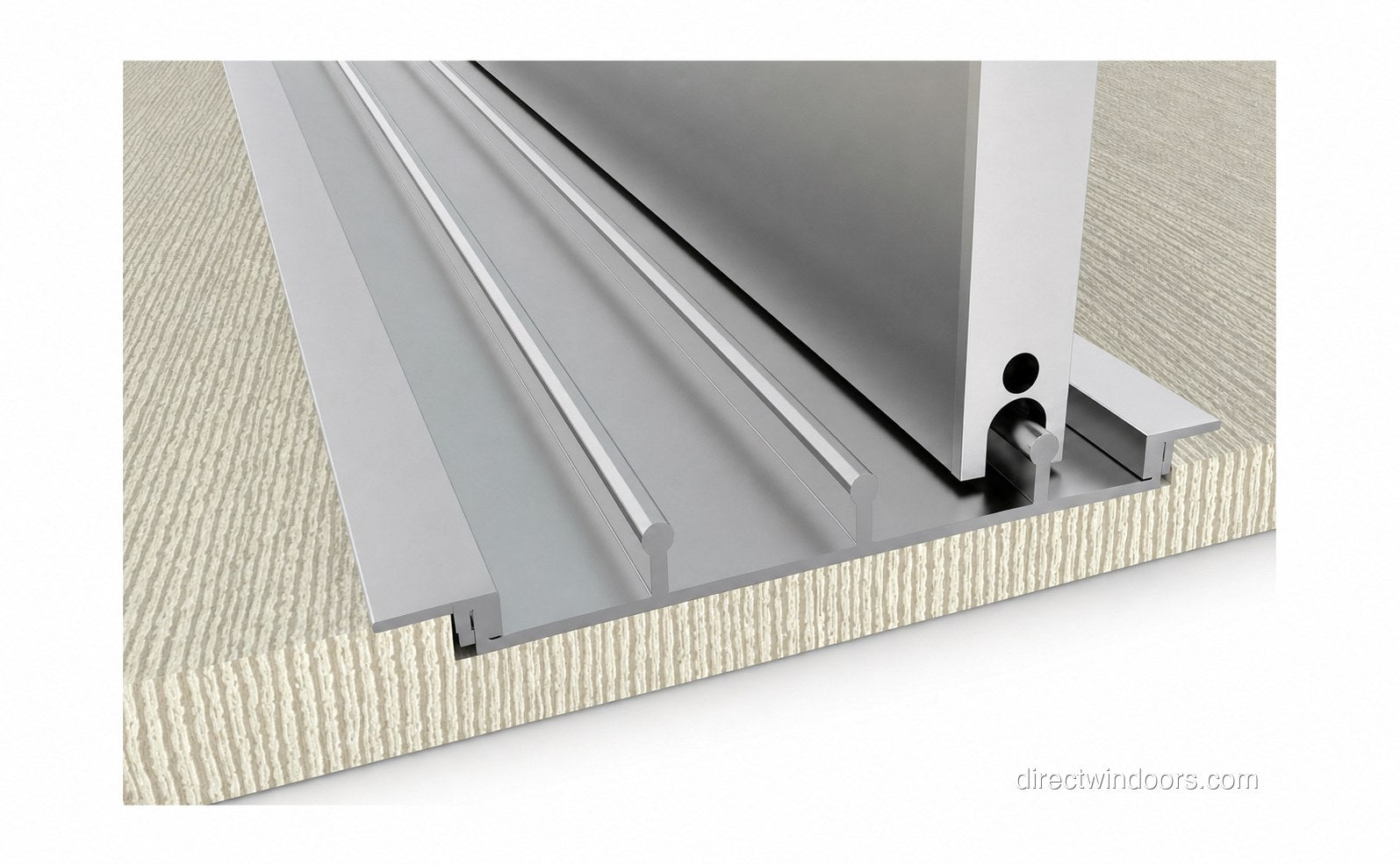 Frameless glass walls Mini system sunken trim embedded in a tile floor
