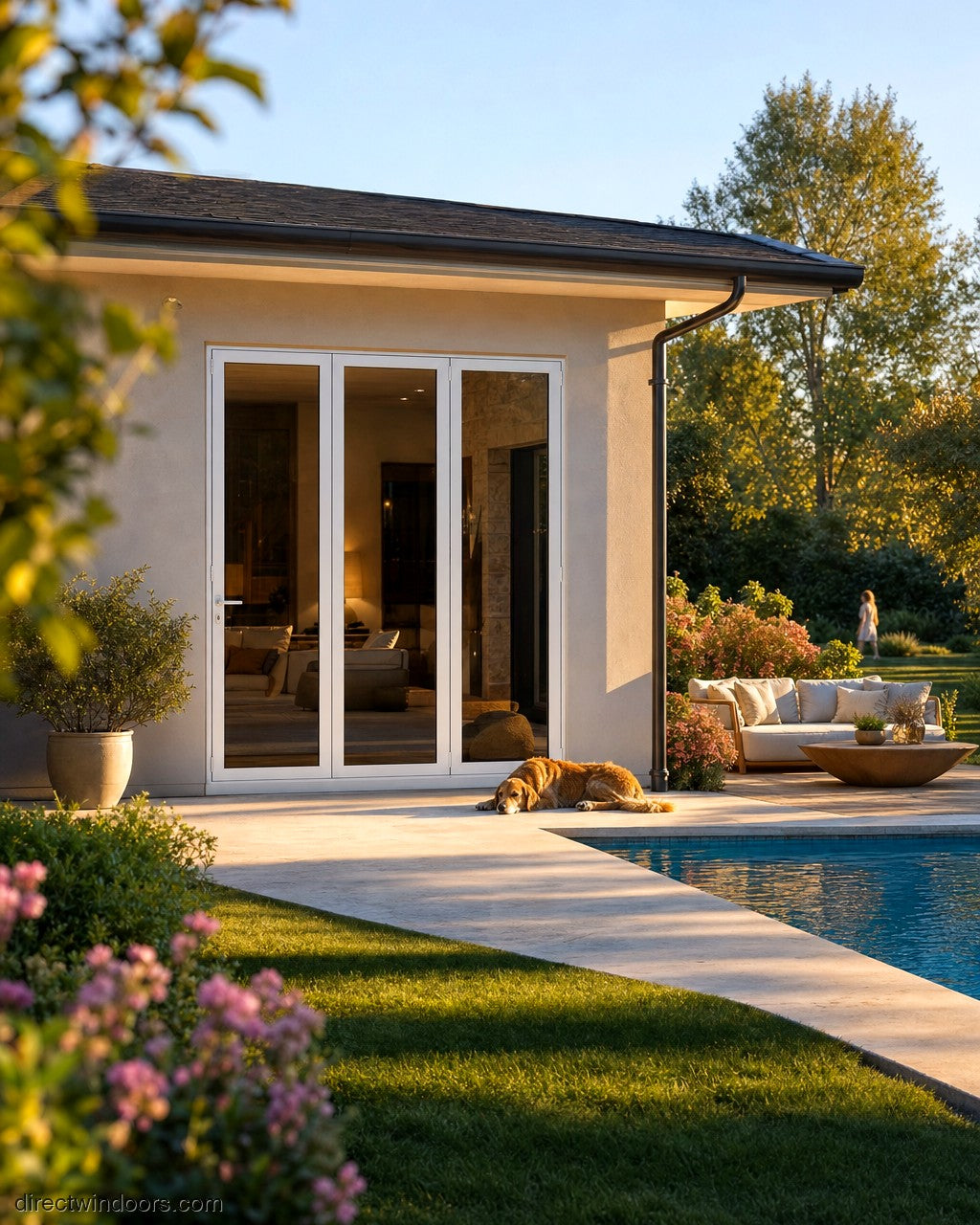 96x80 aluminum bifold door, exterior view