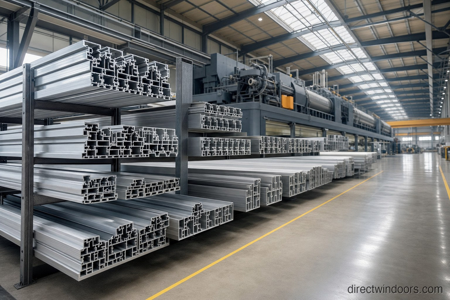 Aluminum extrusion factory floor — Direct WinDoors manufacturing