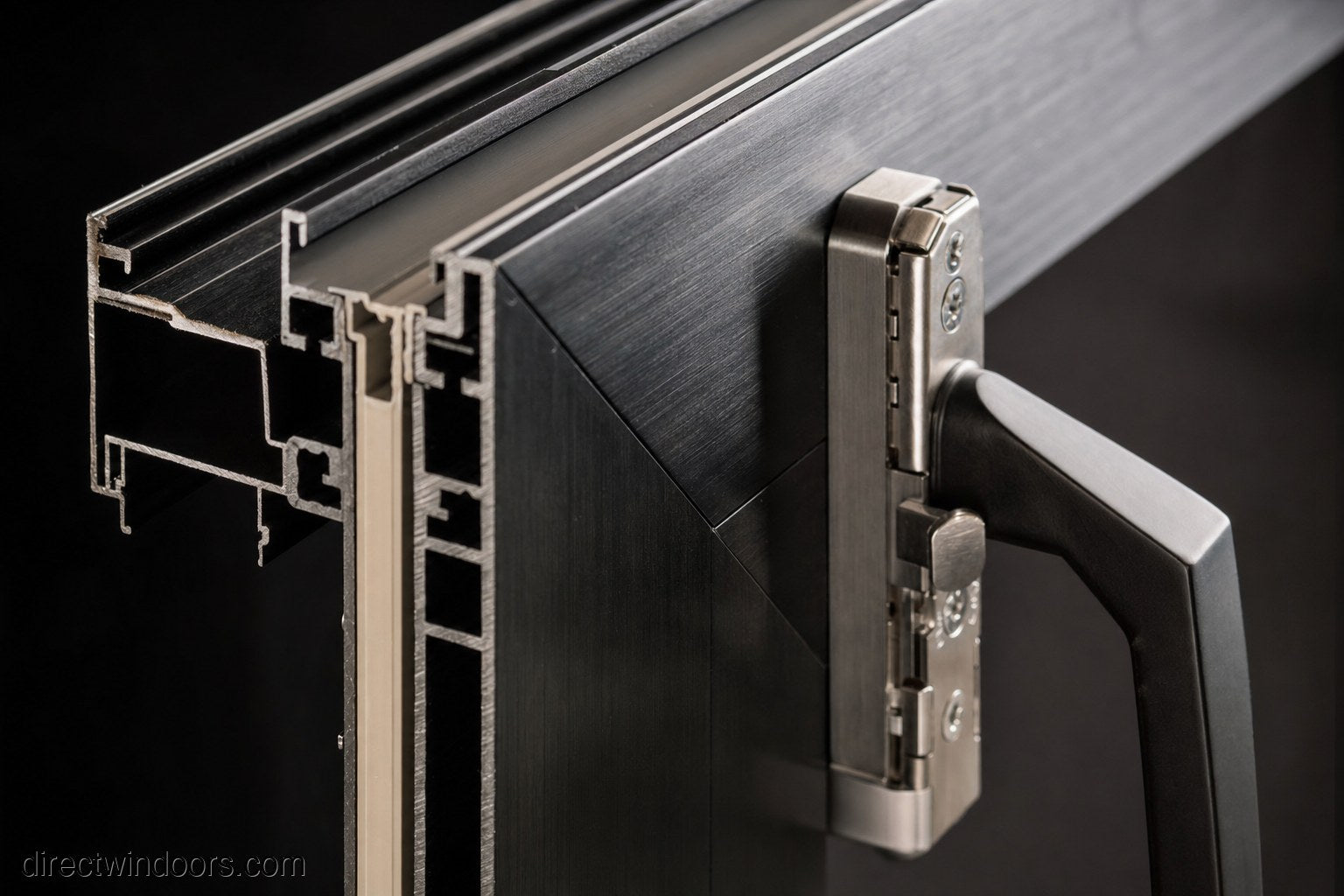Premium aluminum frame thermal break and multi-point lock detail — Direct WinDoors